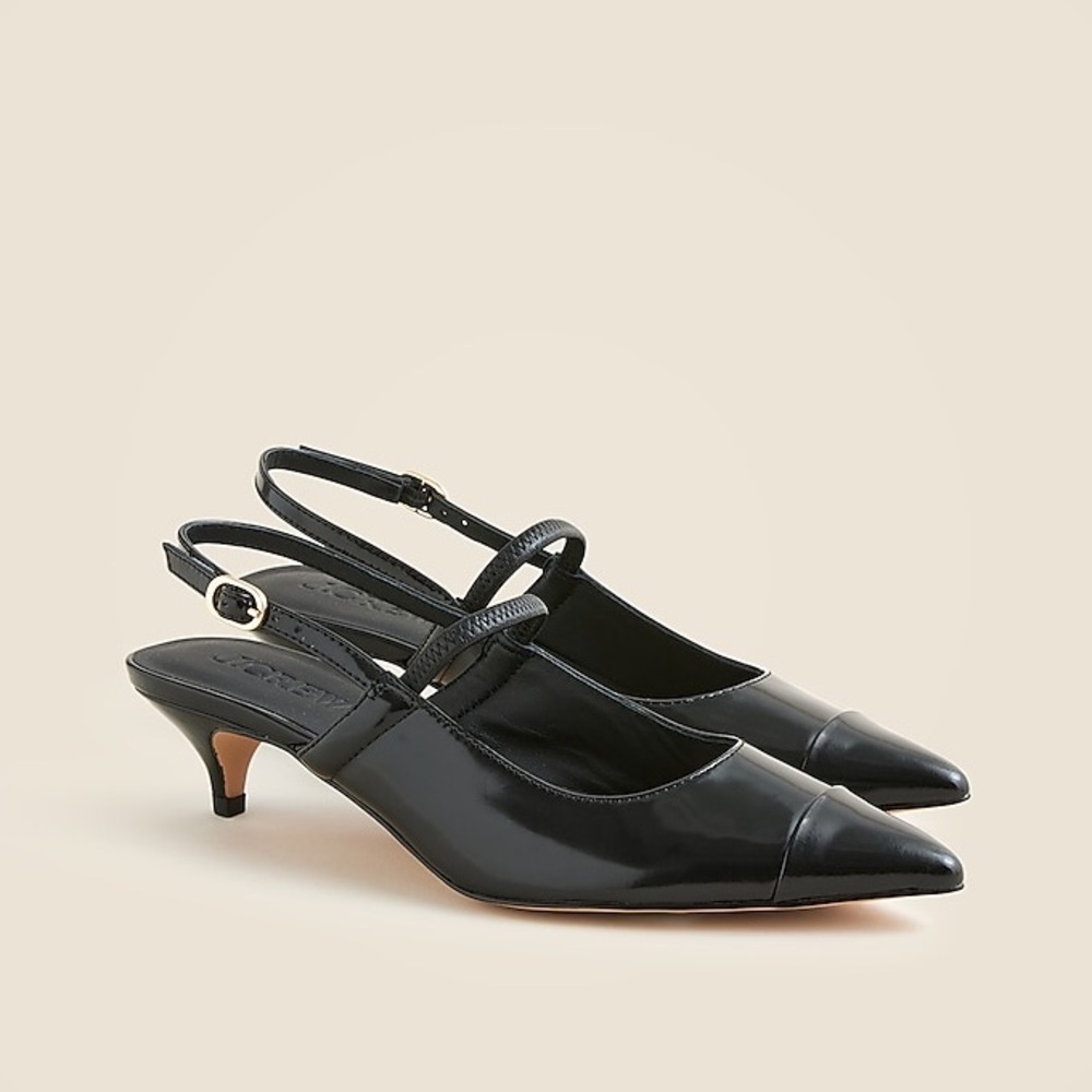 J Crew Robin Mary Jane kitten heels in spazzolato leather CM910